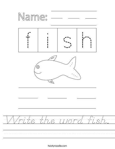 Write the word fish. Worksheet