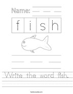 Write the word fish Handwriting Sheet