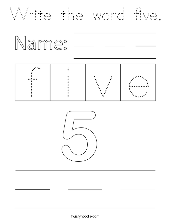 Write the word five. Coloring Page