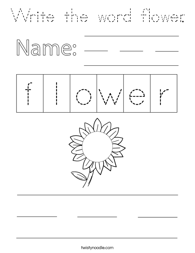 Write the word flower. Coloring Page