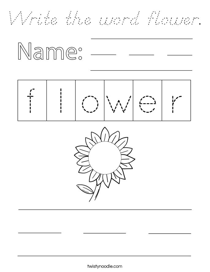Write the word flower. Coloring Page