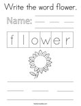 Write the word flower. Coloring Page