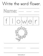Write the word flower Coloring Page