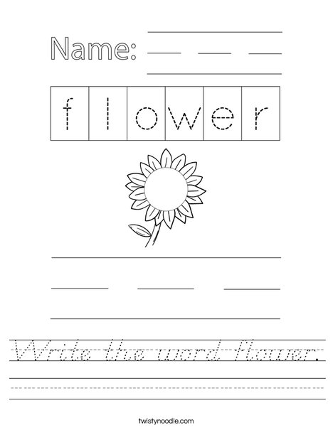 Write the word flower. Worksheet