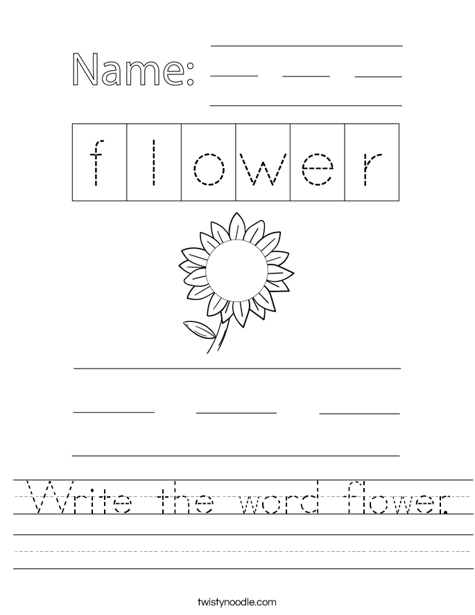 Write the word flower. Worksheet
