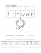 Write the word flower Handwriting Sheet