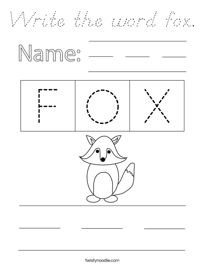 Write the word fox. Coloring Page