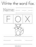 Write the word fox. Coloring Page