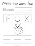 Write the word fox Coloring Page
