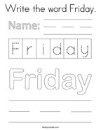Write the word Friday Coloring Page