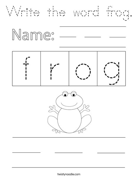 Write the word frog. Coloring Page