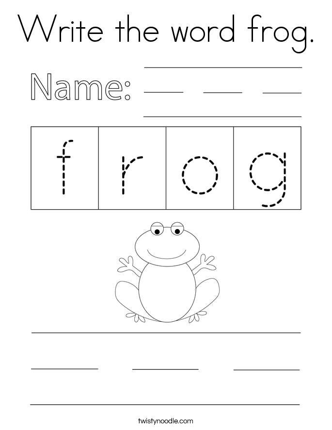 Write the word frog. Coloring Page