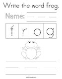 Write the word frog Coloring Page