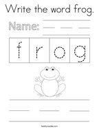 Write the word frog Coloring Page