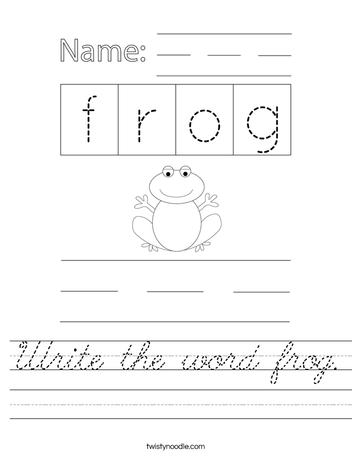 Write the word frog. Worksheet