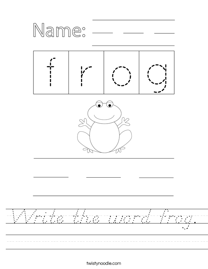 Write the word frog. Worksheet