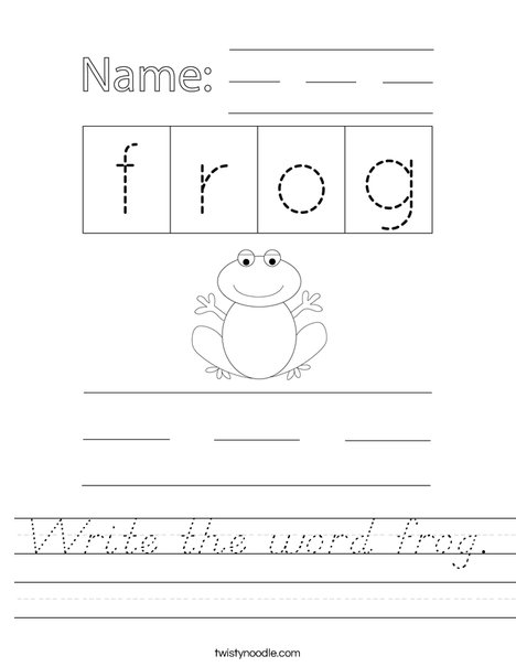 Write the word frog. Worksheet