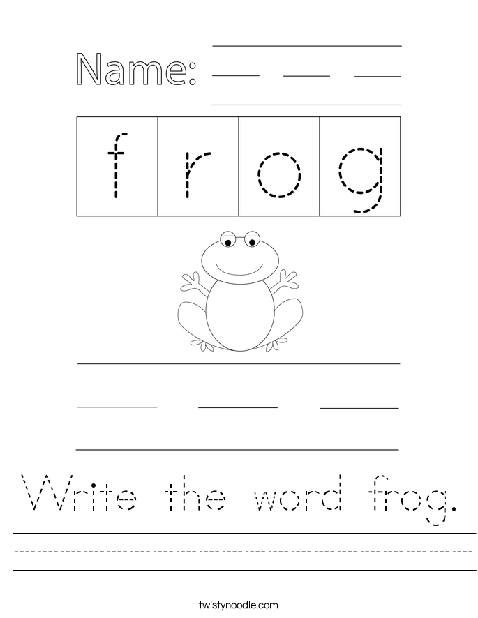 Write the word frog. Worksheet