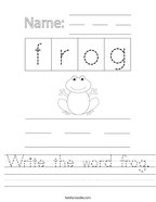 Write the word frog Handwriting Sheet