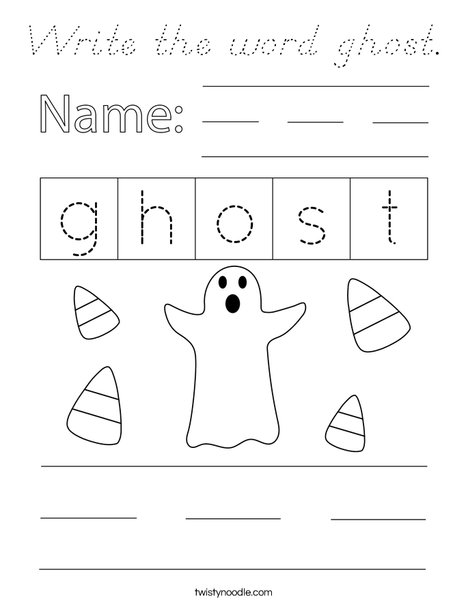 Write the word ghost. Coloring Page