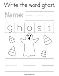 Write the word ghost. Coloring Page