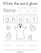 Write the word ghost Coloring Page