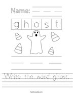 Write the word ghost Handwriting Sheet
