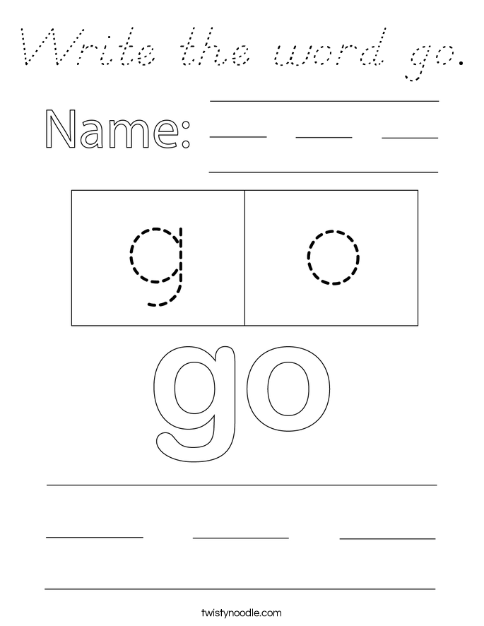 Write the word go. Coloring Page