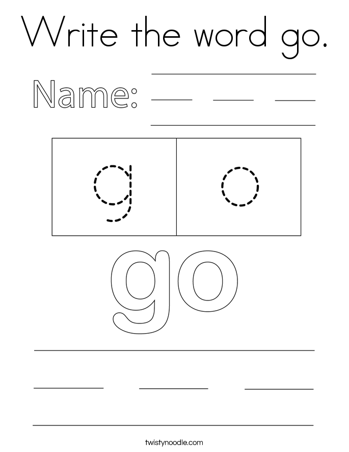 Write the word go. Coloring Page