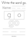 Write the word go. Coloring Page
