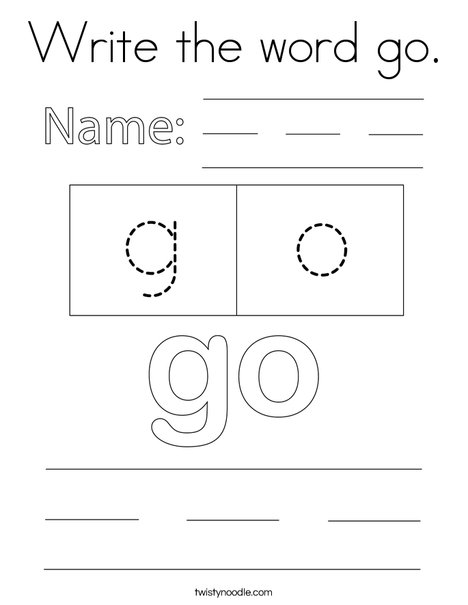 Write the word go. Coloring Page