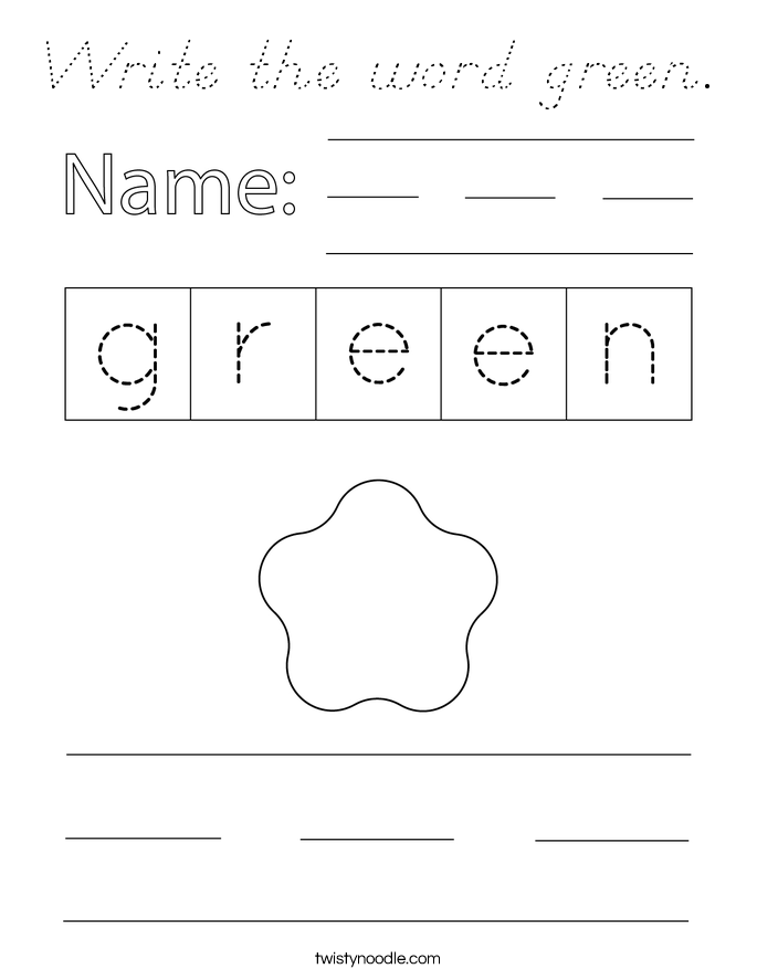 Write the word green. Coloring Page