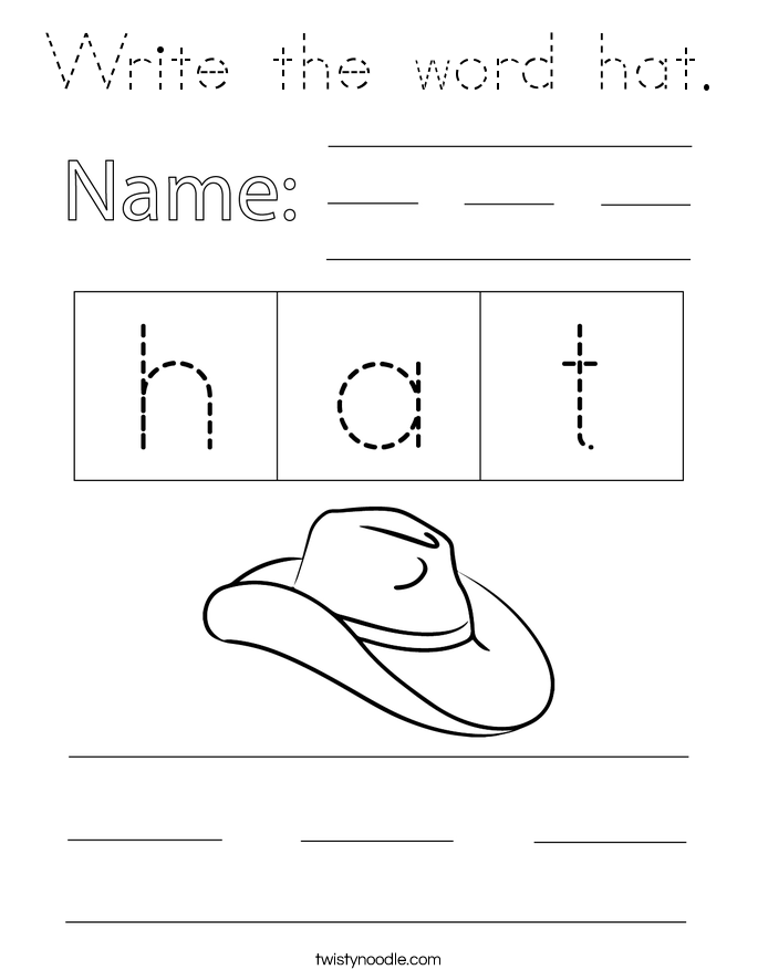 Write the word hat. Coloring Page