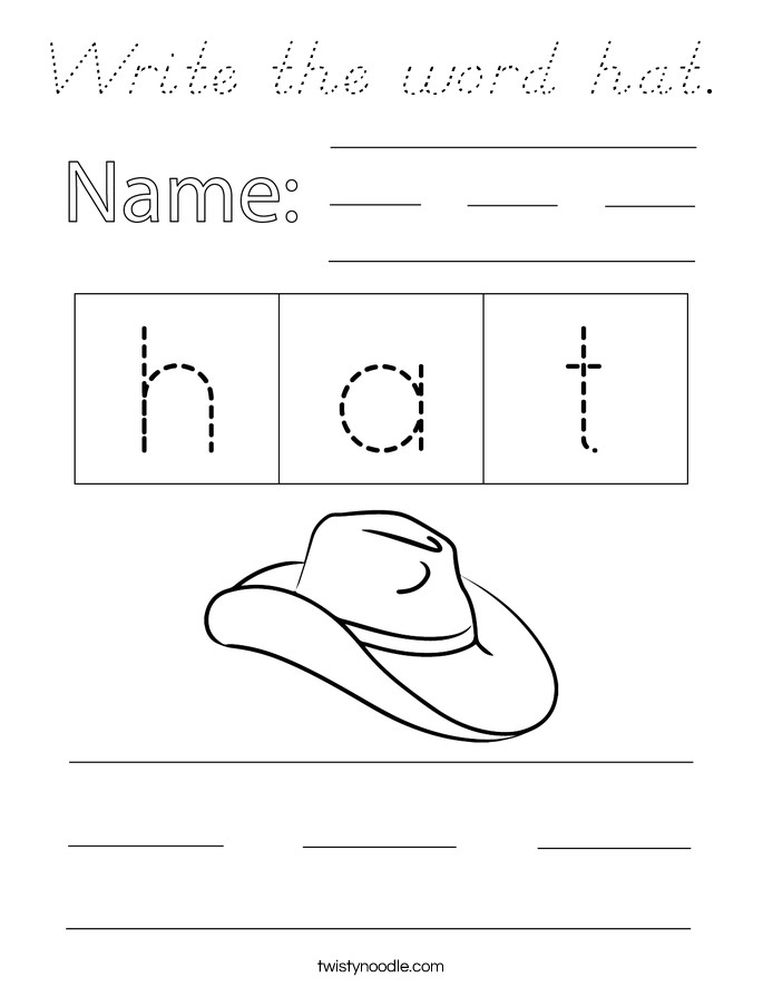 Write the word hat. Coloring Page