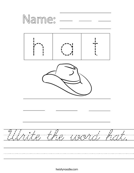 Write the word hat. Worksheet