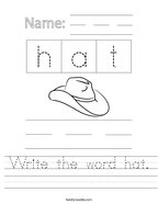 Write the word hat Handwriting Sheet