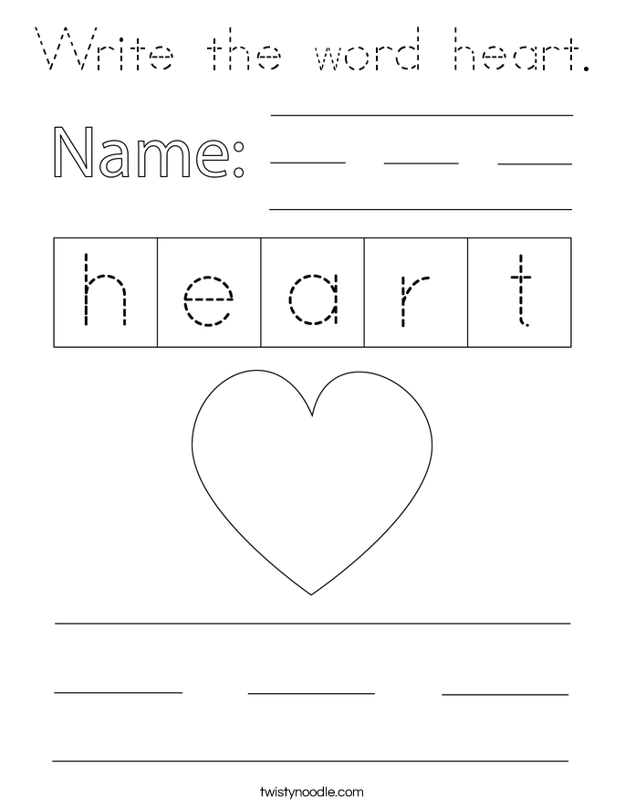 Write the word heart. Coloring Page