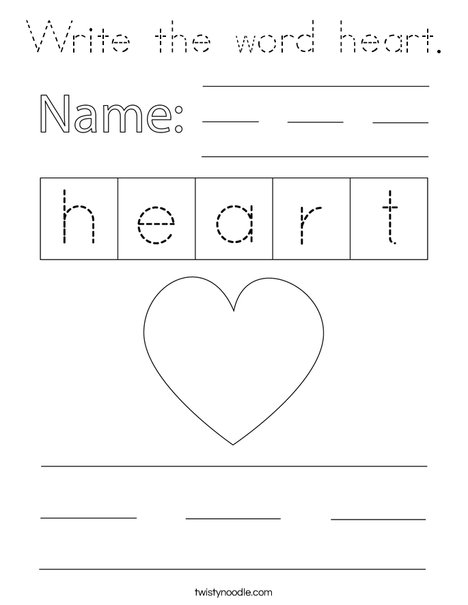 Write the word heart. Coloring Page