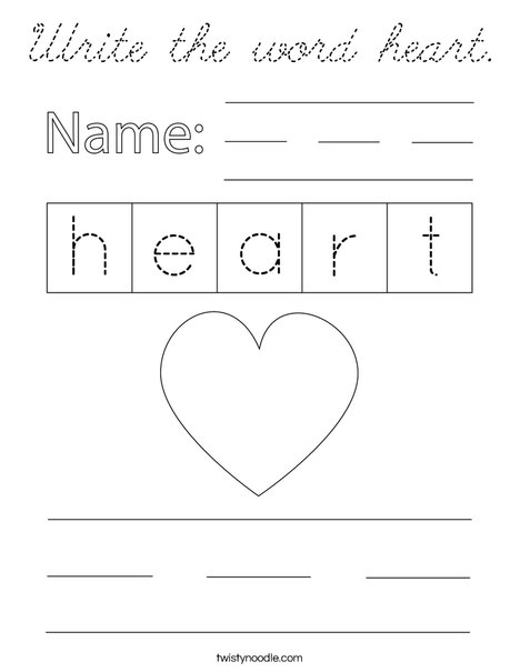 Write the word heart. Coloring Page