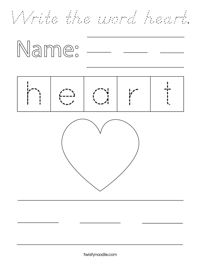 Write the word heart. Coloring Page