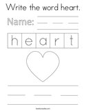 Write the word heart Coloring Page