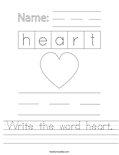 Write the word heart. Worksheet
