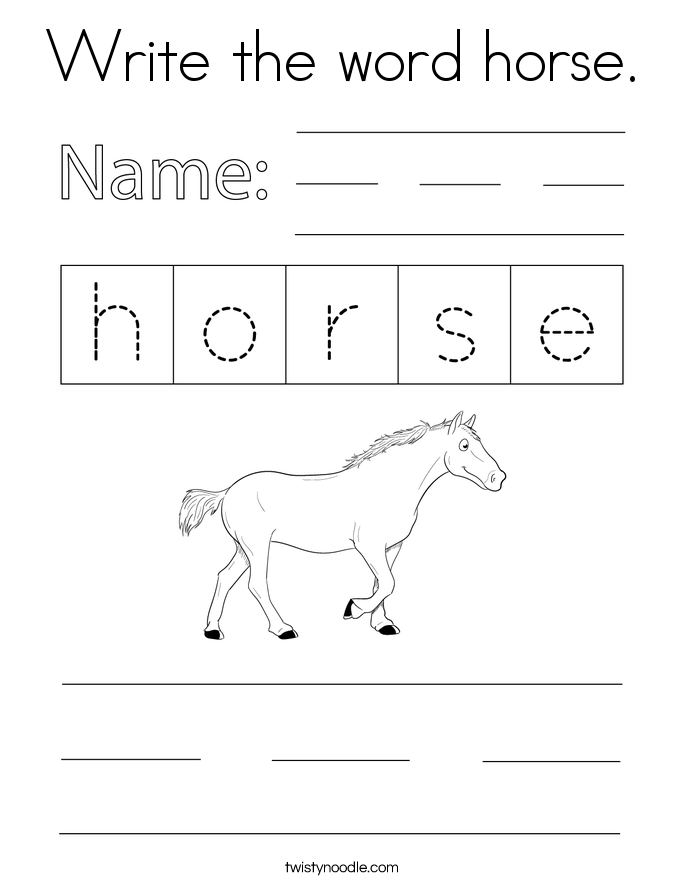 Write the word horse. Coloring Page