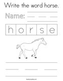 Write the word horse Coloring Page
