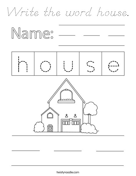 Write the word house. Coloring Page
