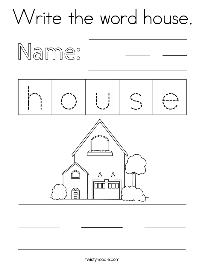 Write the word house. Coloring Page