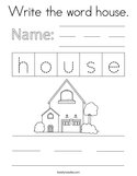 Write the word house Coloring Page