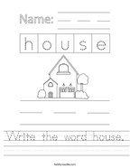 Write the word house Handwriting Sheet