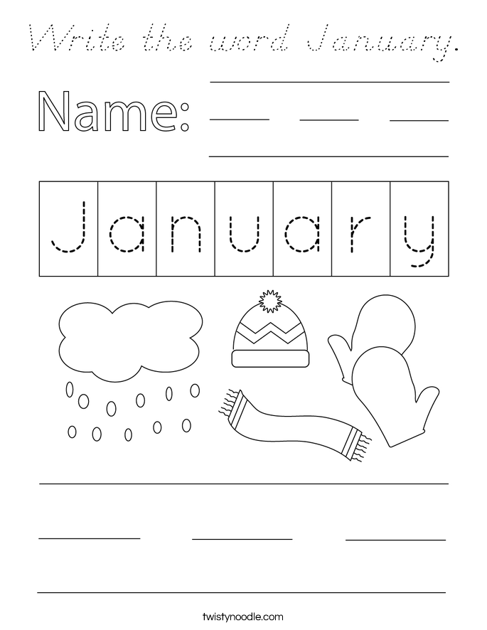 Write the word January. Coloring Page