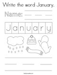 Write the word January. Coloring Page